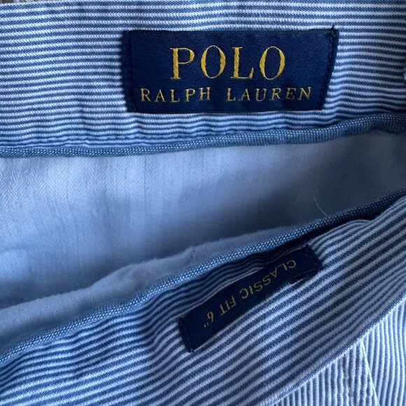 Polo Ralph Lauren White/Blue Striped Classic Fit 6" Shorts Men's Size 31 - Picture 3 of 10